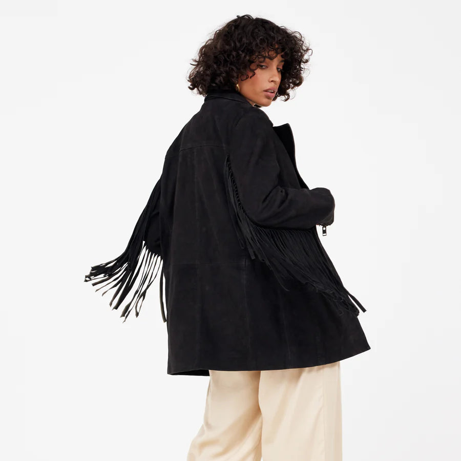 Mauritius - Tanny RF FRINGE BLAZER - Black