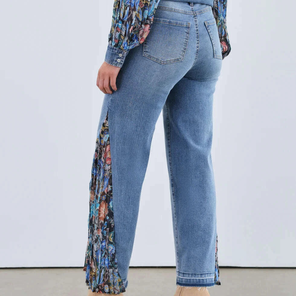 FDJ - Olivia Wide Ankle Denim with Pleated Side