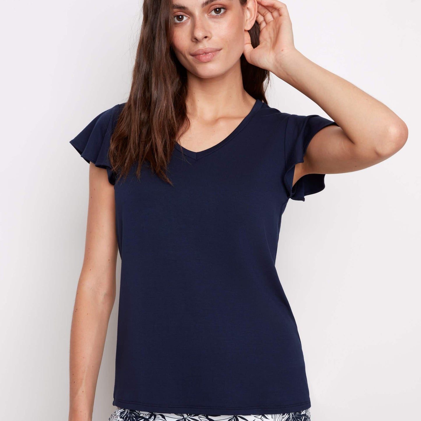 UP! 30594 Provence V-Neck Ruffle Sleeve Harbour