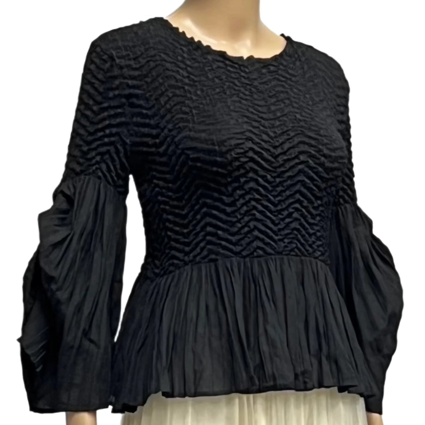 Ellyndale - Pleating Blouse Top - Black