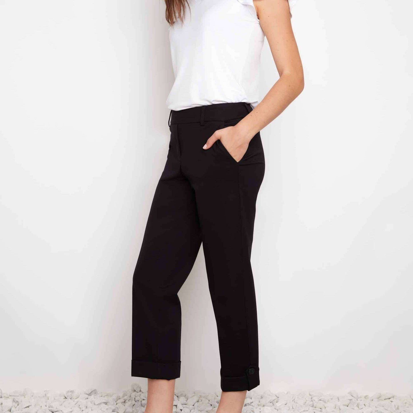 UP! 68861 Compression Button Cuff Pant Black, CLOTHING, up!, Plum Bottom