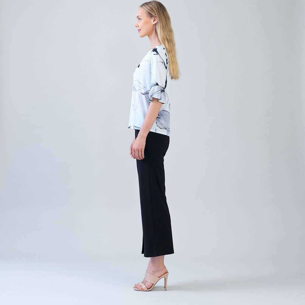 CLARA SUNWOO-T351P01-Tulip Cuff Top Ethereal Petals White/Black, CLOTHING, Clara Sunwoo, Plum Bottom