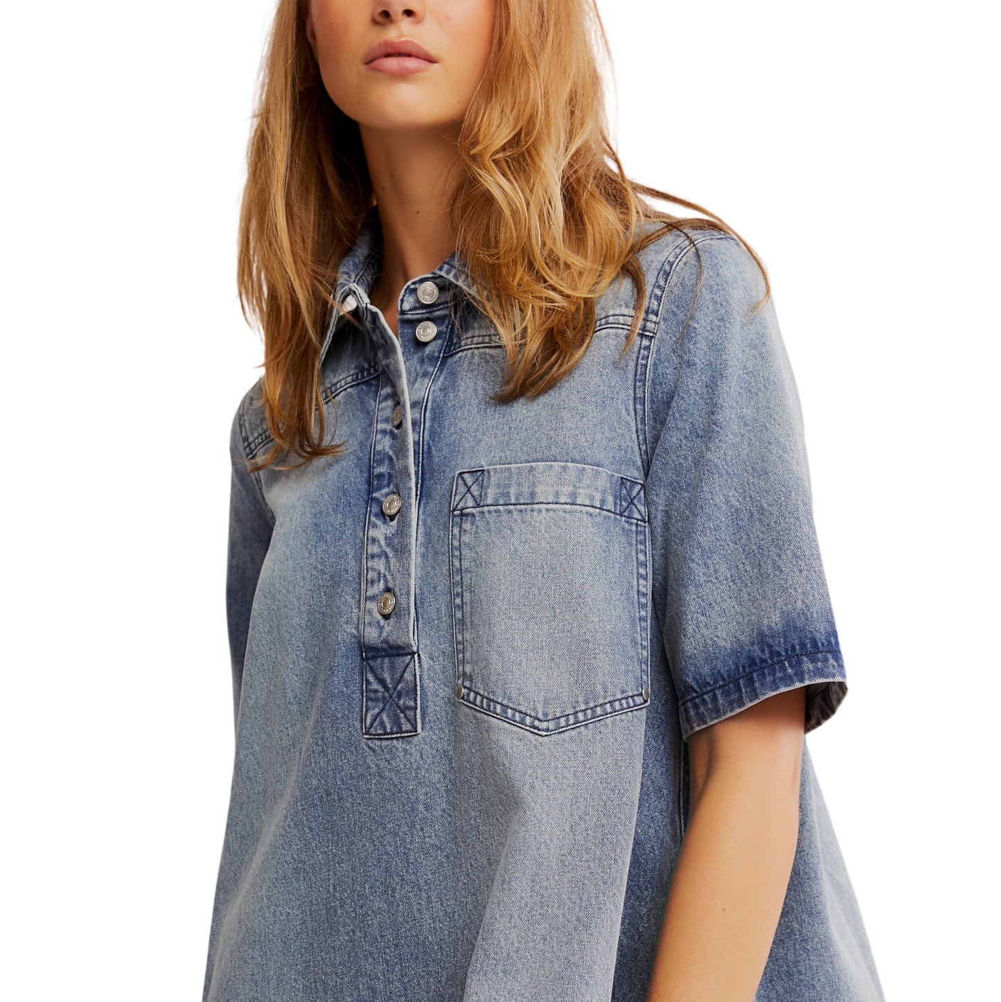 FREE PEOPLE - REMINO Denim Minidress - Ocean Blue