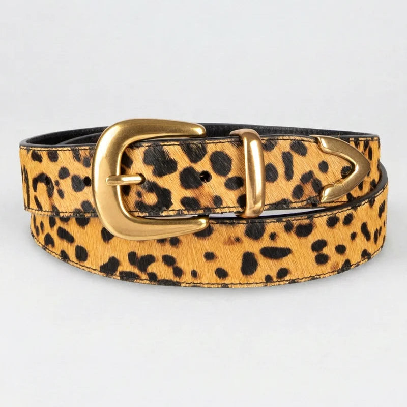 TRIBAL Dakota Haircalf & Suede Belt Cheetah