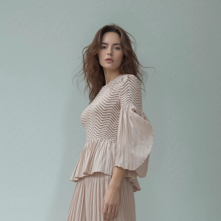 Ellyndale - Pleating Blouse Top - Pink