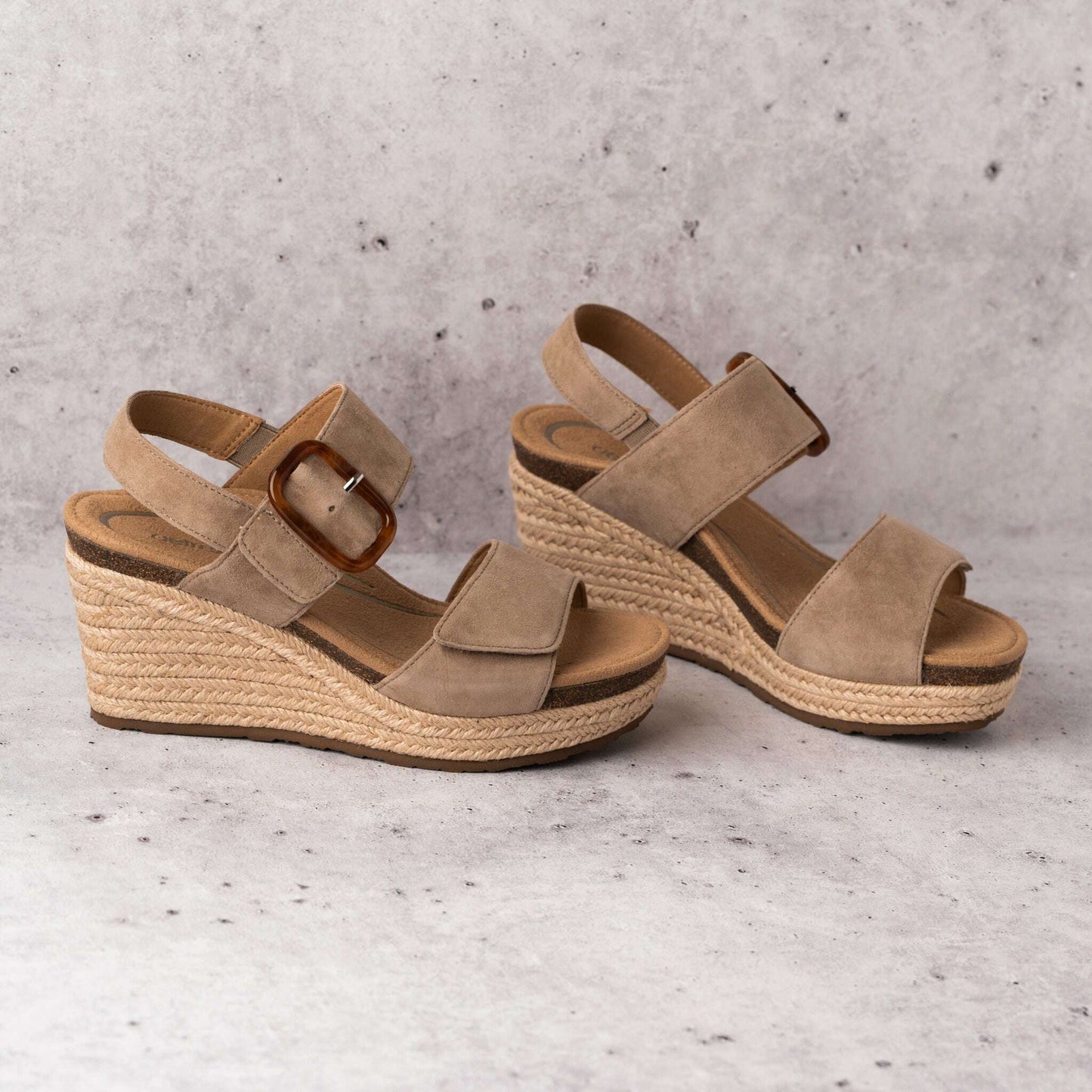 Aetrex - Ashley - Navy & Taupe Suede, Sandals, AETREX, Plum Bottom