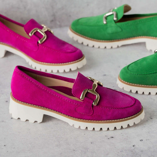 ARA - 31237 Kiana Loafer - Green & Pink Suede, Loafers, Ara, Plum Bottom