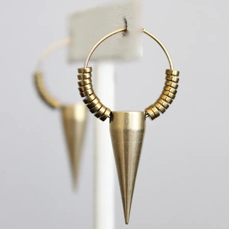 David Aubrey - BRASS HOOP SPIKE EARRINGS