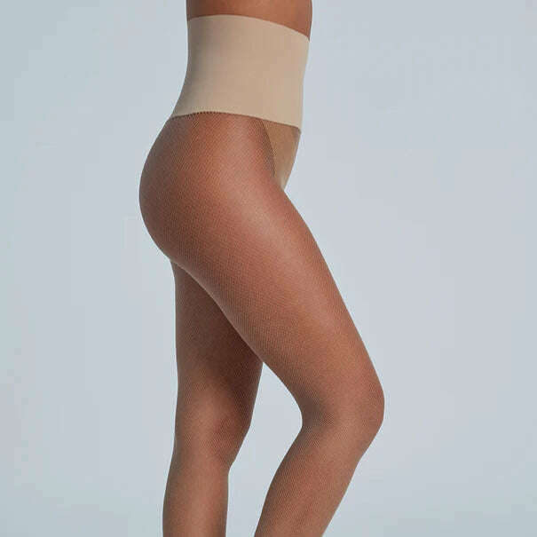 Commando Very Fine Fishnet Tights, Large / Buff