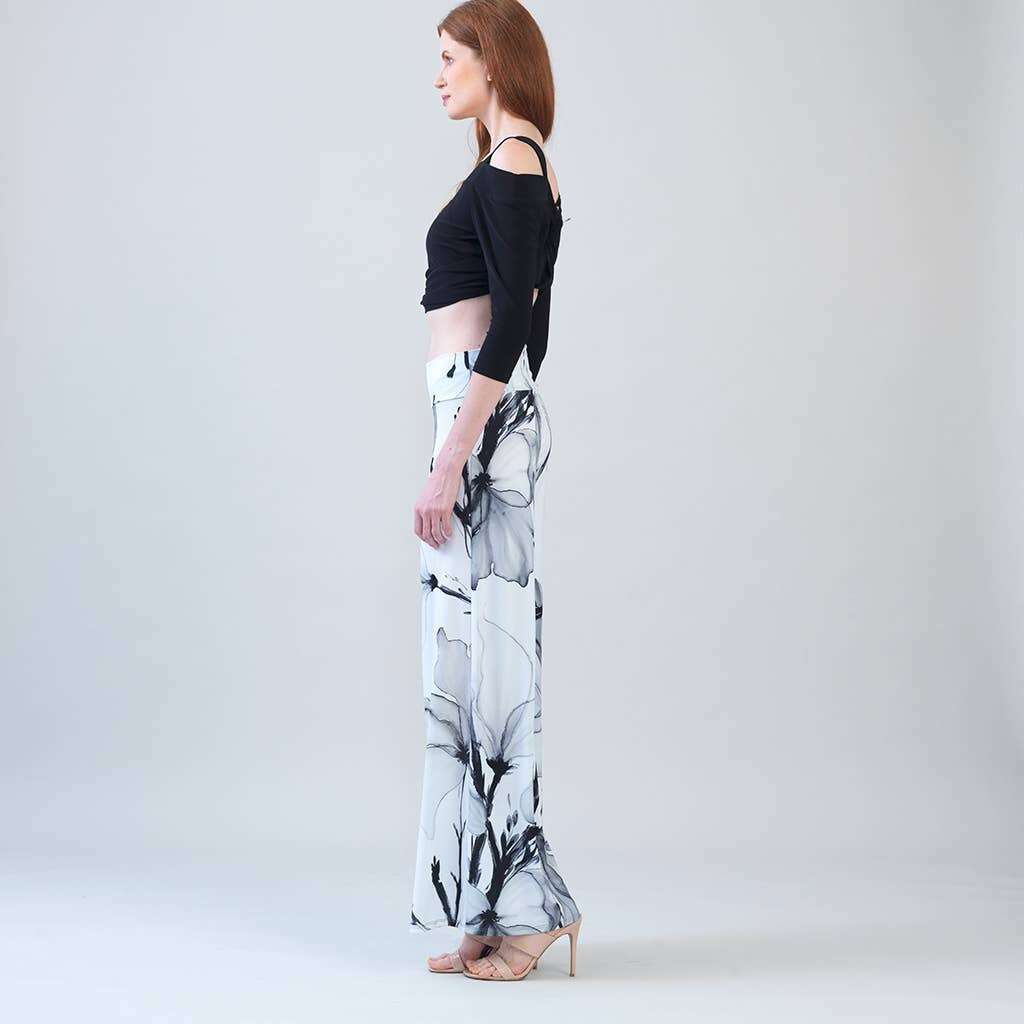 CLARA SUNWOO-LPTP01-Signature Palazzo Pant Ethereal Petals White/Black, CLOTHING, Clara Sunwoo, Plum Bottom