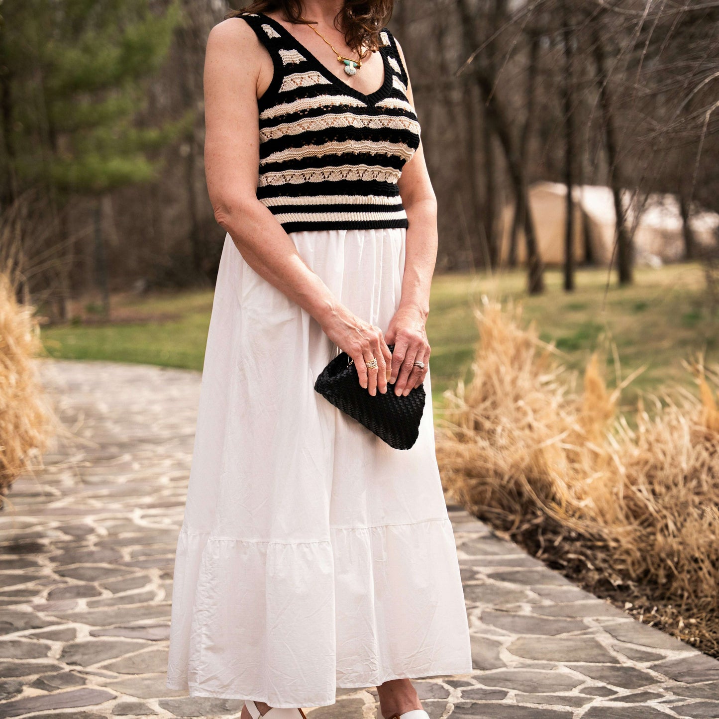 ELAN - Autumn Knit Dress - Black & White, Dresses, ELAN, Plum Bottom