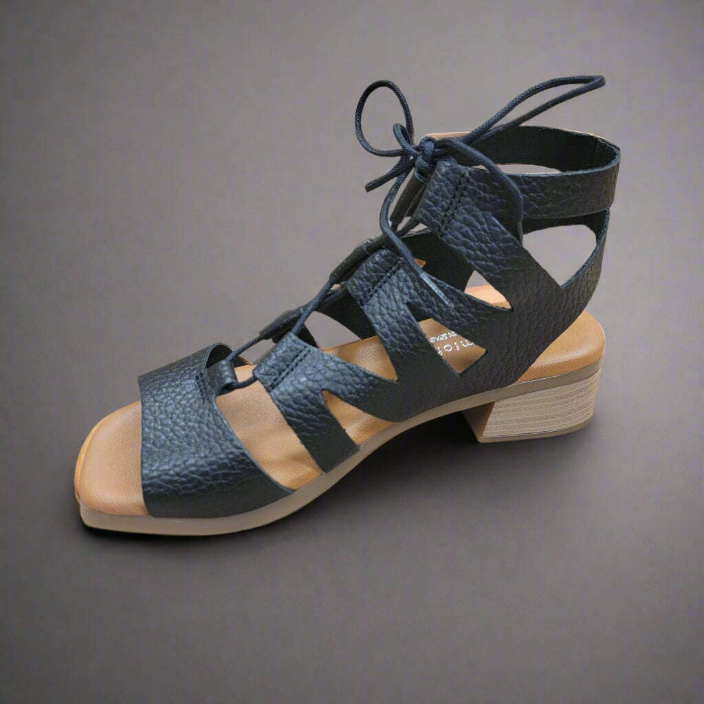 Eric Michael - ROXANA - Black, Sandals, Eric Michael, Plum Bottom