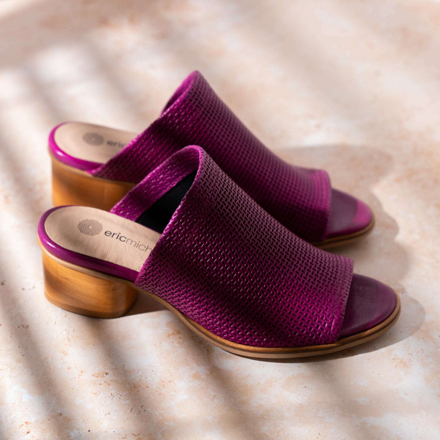 Eric Michael - Sevilla - Fuschia & Black Leather, Sandals, Eric Michael, Plum Bottom