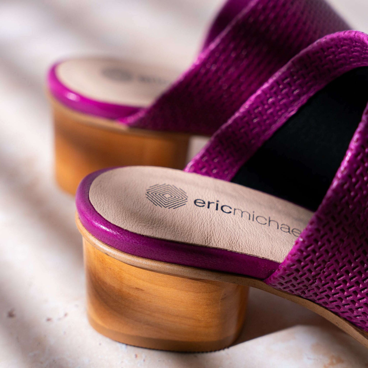 Eric Michael - Sevilla - Fuschia & Black Leather, Sandals, Eric Michael, Plum Bottom