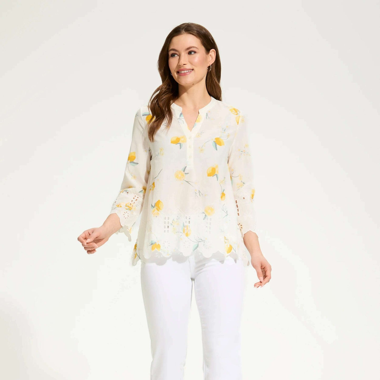 FDJ - Eyelet Top - Lemon Print, Tops, FRENCH DRESSING JEANS, Plum Bottom