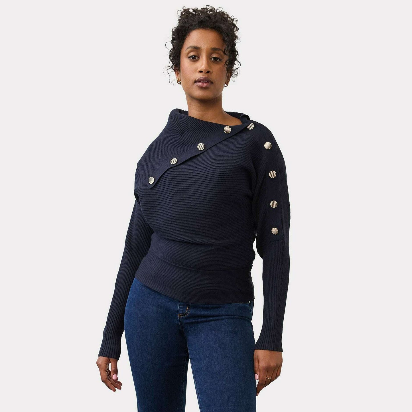 FDJ Envelope Collar Sweater Blueberry