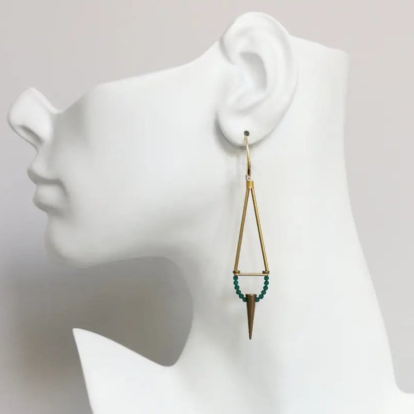 David Aubrey - GREEN BRASS EARRINGS