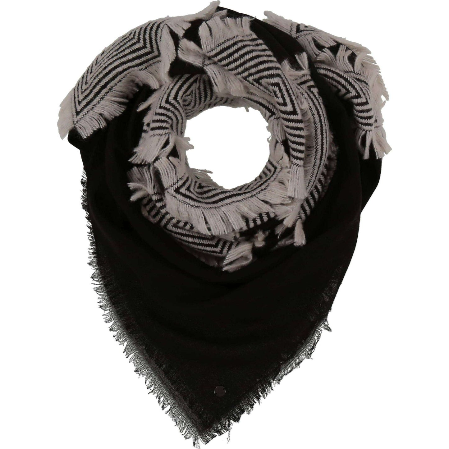FRAAS - The Scarf Company - Sustainability Edition Geo Fils Coupé Recycled Square: Black white, , FRAAS - The Scarf Company, Plum Bottom