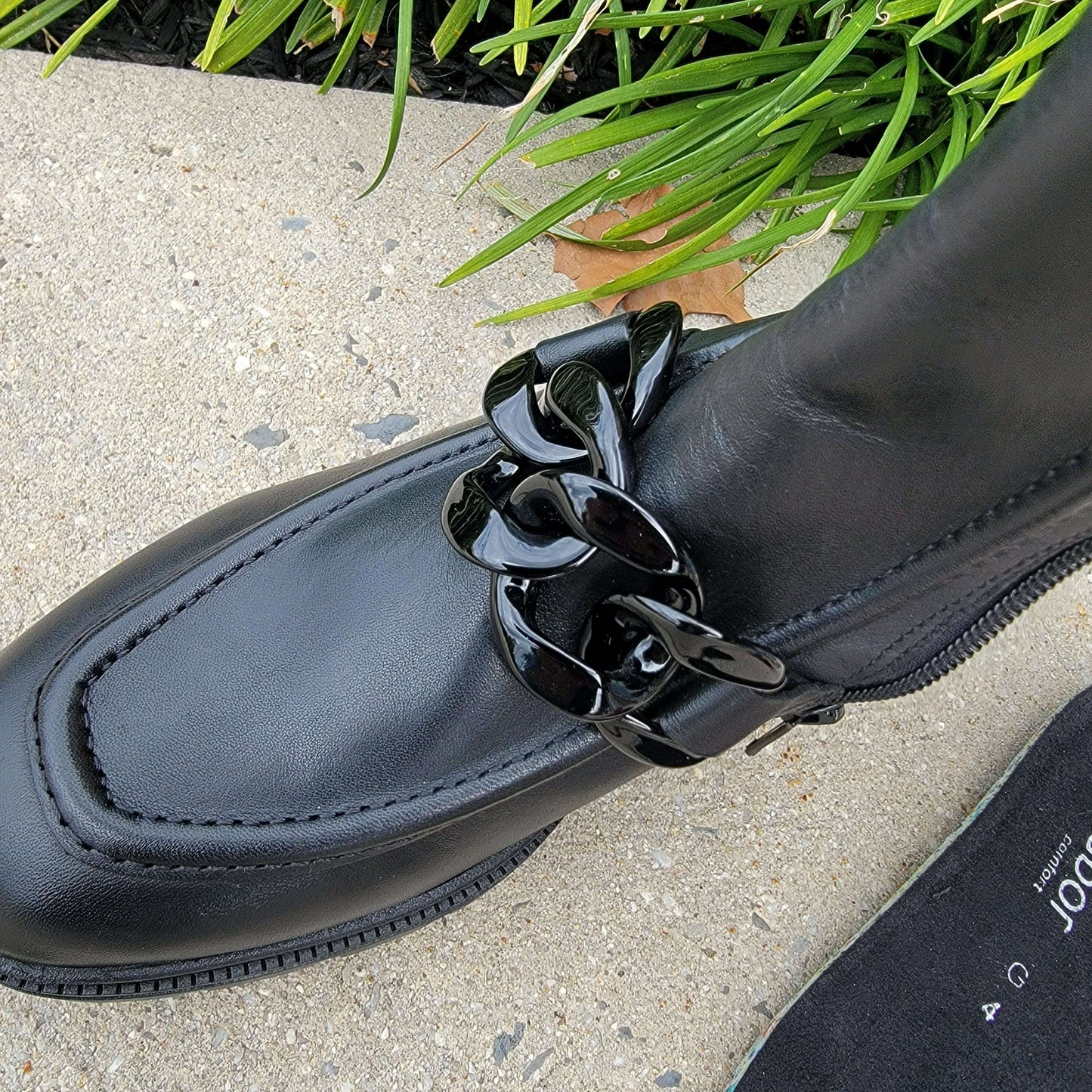 GABOR - 32.814.57 - Black Leather Boot, SHOES, Gabor, Plum Bottom