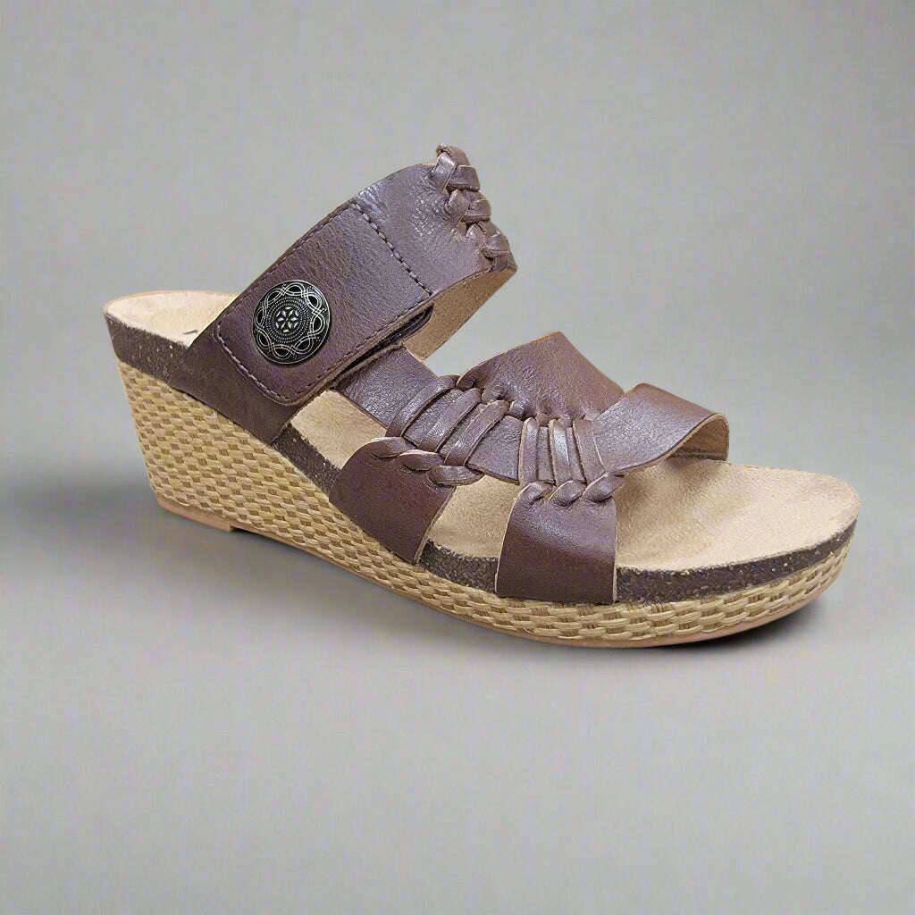 HALSA - GENOA - Dark Brown Leather, Sandals, HALSA, Plum Bottom