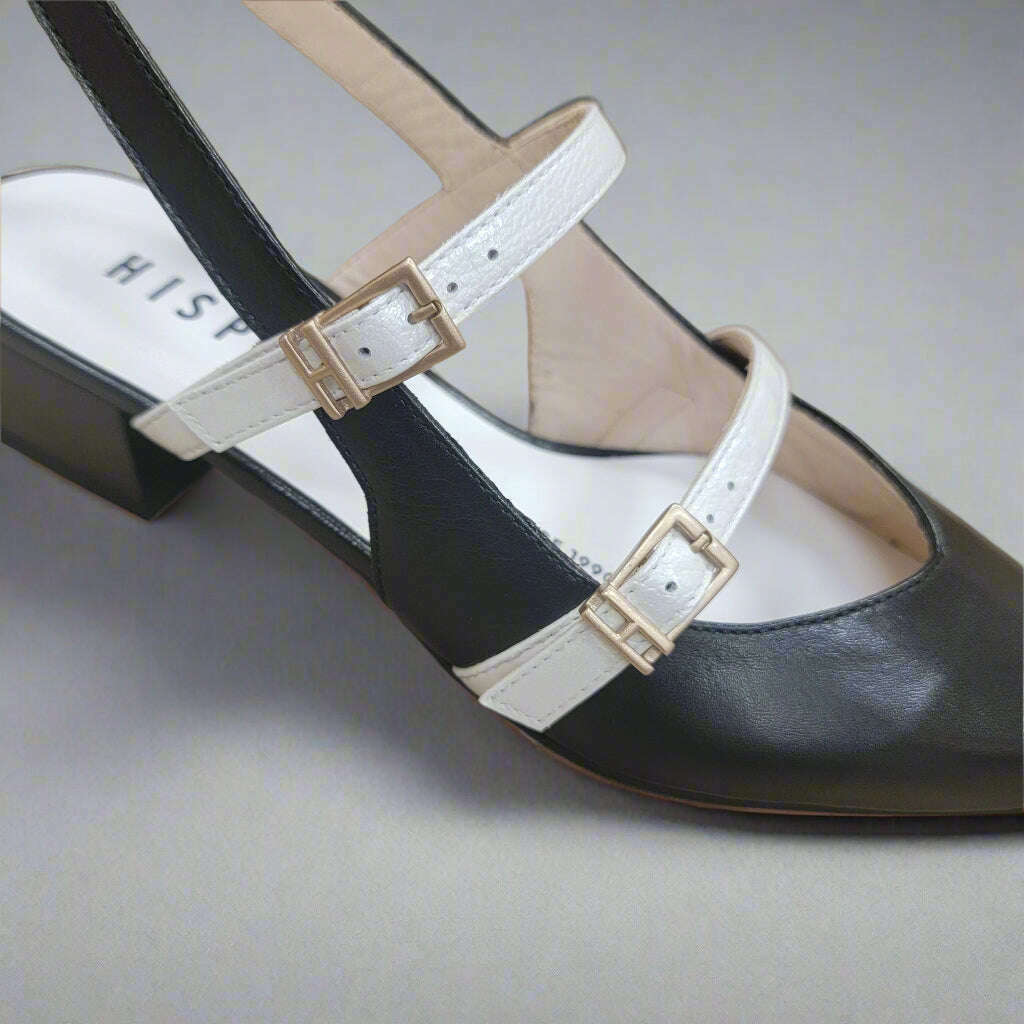 Hispanitas - HV25392 Slingback - Black & White, Flats, Hispanitas, Plum Bottom