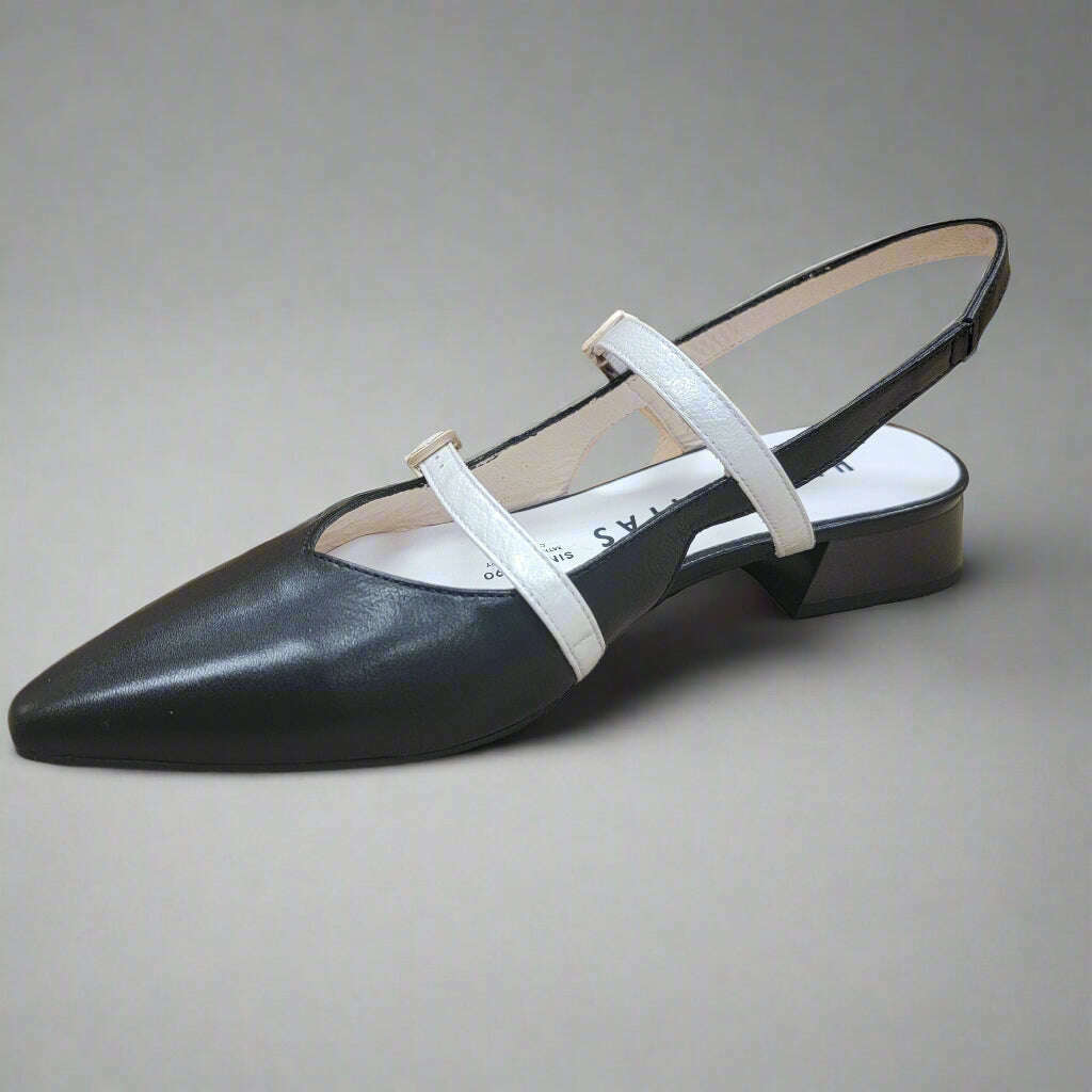 Hispanitas - HV25392 Slingback - Black & White, Flats, Hispanitas, Plum Bottom