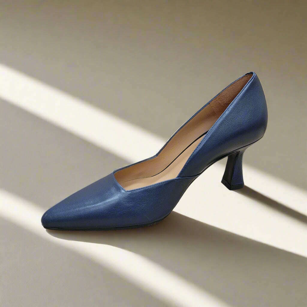 LODI - Genius in Navy & Black Leather, Pumps, LODI, Plum Bottom