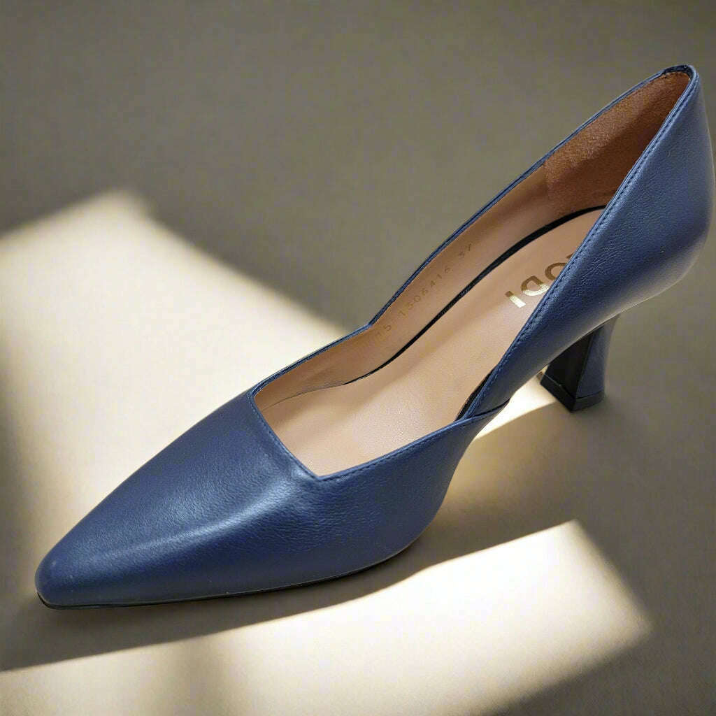 LODI - Genius in Navy & Black Leather, Pumps, LODI, Plum Bottom