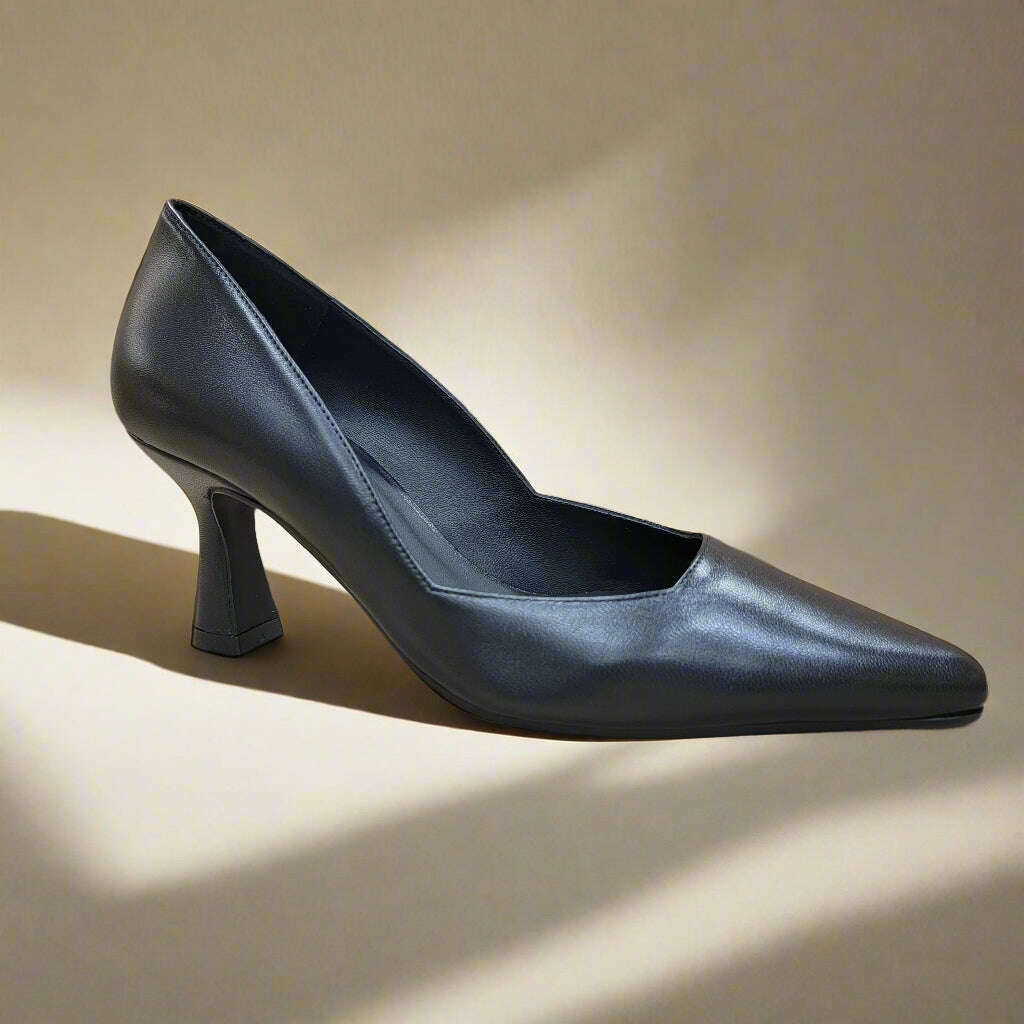 LODI - Genius in Navy & Black Leather, Pumps, LODI, Plum Bottom