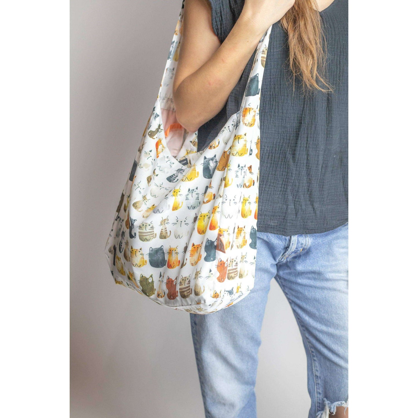 LOVE BAGS Stash It Tote Bag Cat's Meow, ACCESSORIES, Love Bags, Plum Bottom