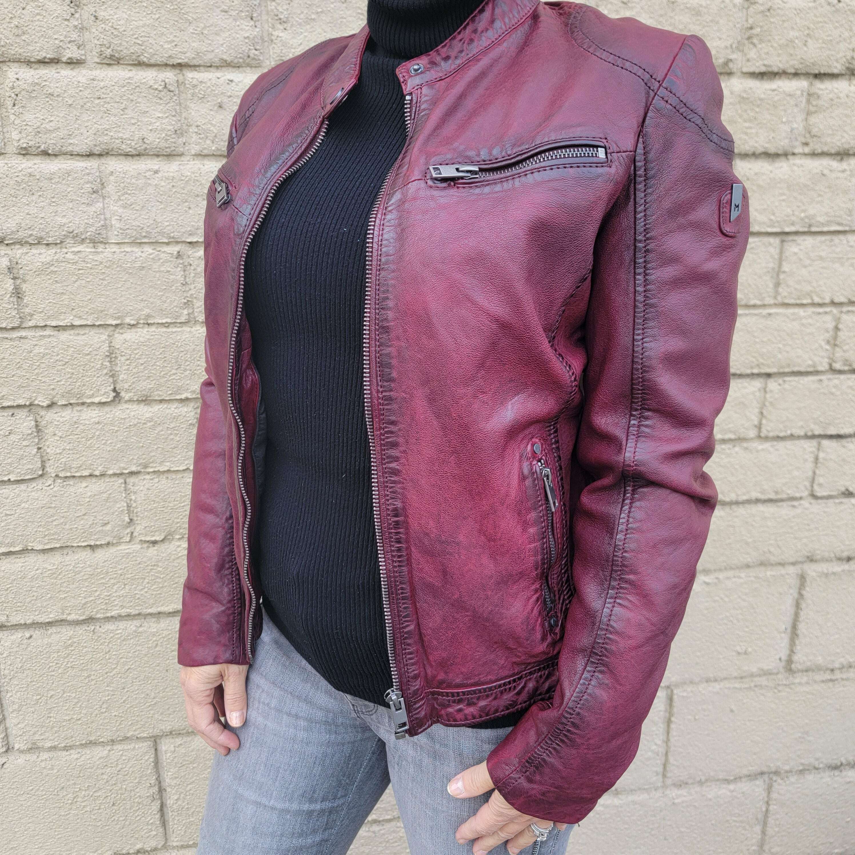 Cranberry leather jacket best sale