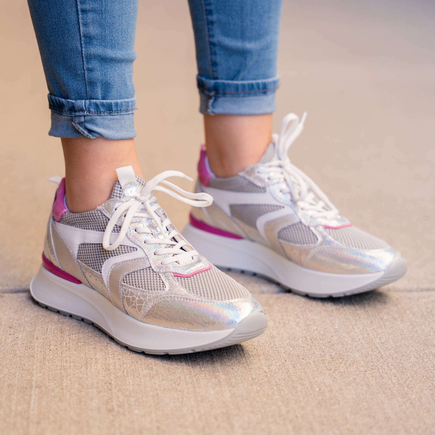 NERO GIARDINI - E512880 - Silver/Pink, Sneakers, NERO GIARDINI, Plum Bottom