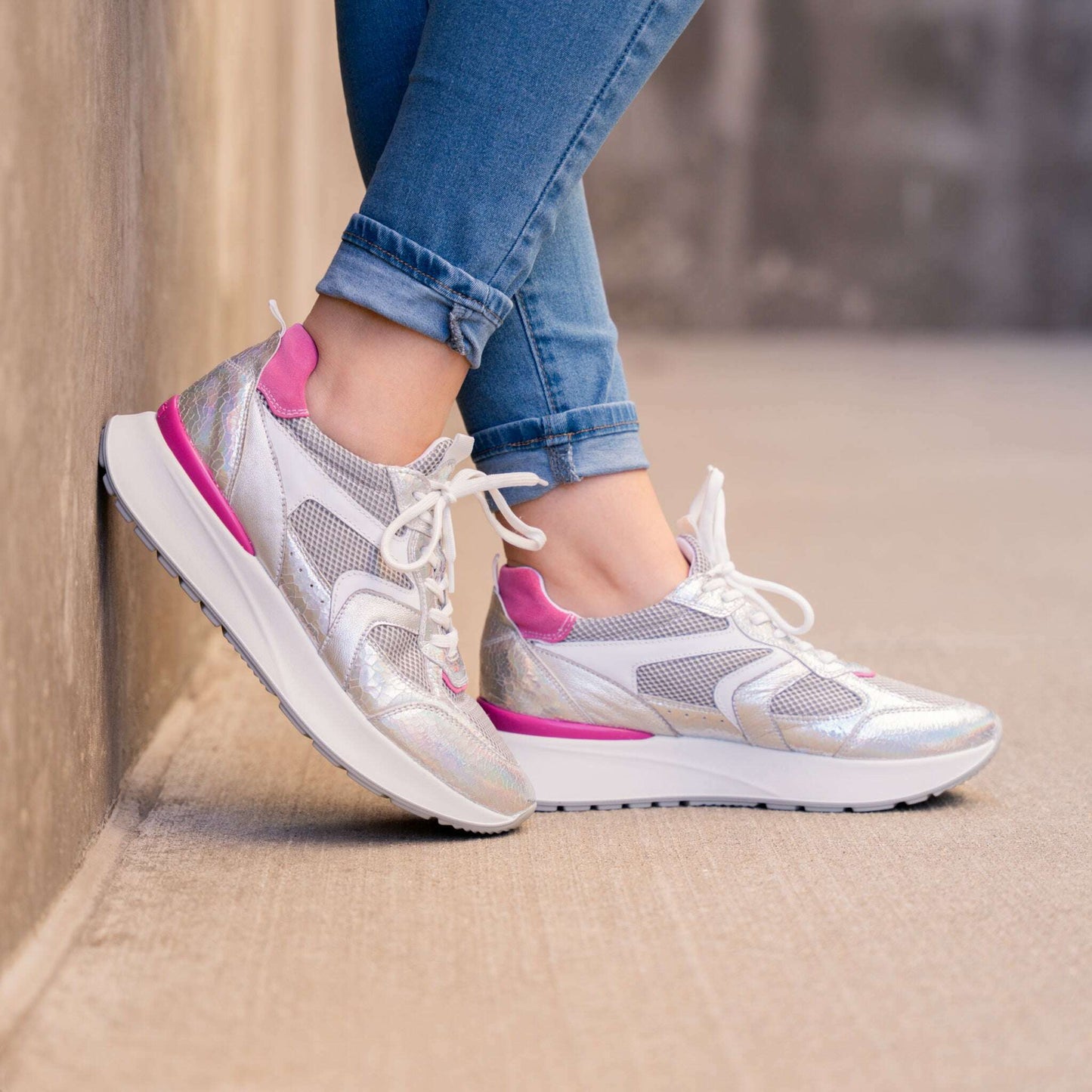 NERO GIARDINI - E512880 - Silver/Pink, Sneakers, NERO GIARDINI, Plum Bottom