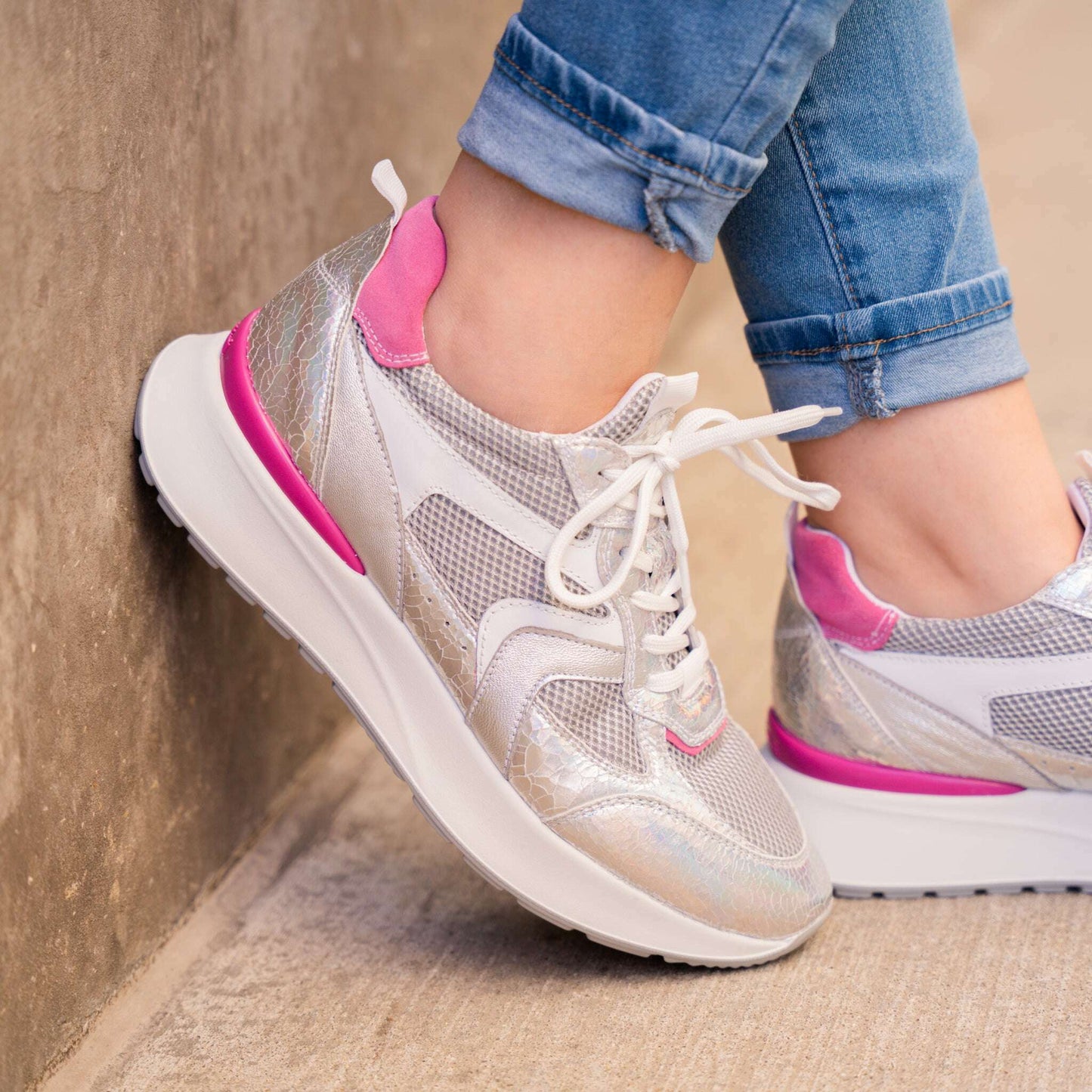 NERO GIARDINI - E512880 - Silver/Pink, Sneakers, NERO GIARDINI, Plum Bottom