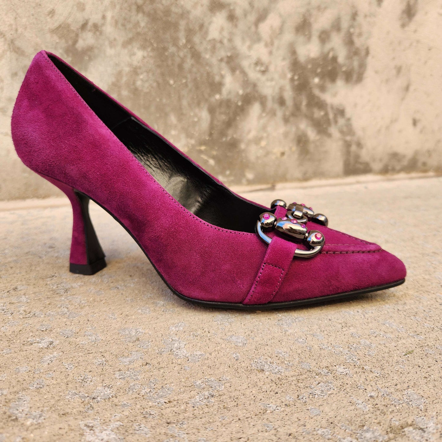 Pedro Anton - 4804 Fuchsia Suede Pump, Pumps, PEDRO ANTON, Plum Bottom