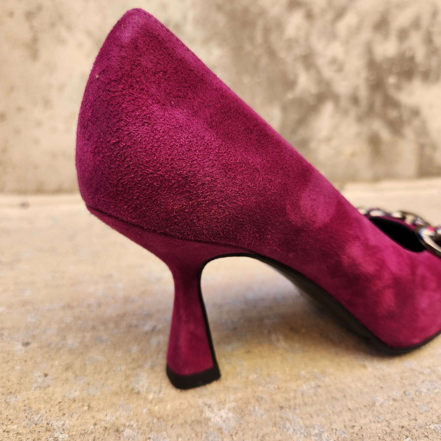 Pedro Anton - 4804 Fuchsia Suede Pump, Pumps, PEDRO ANTON, Plum Bottom