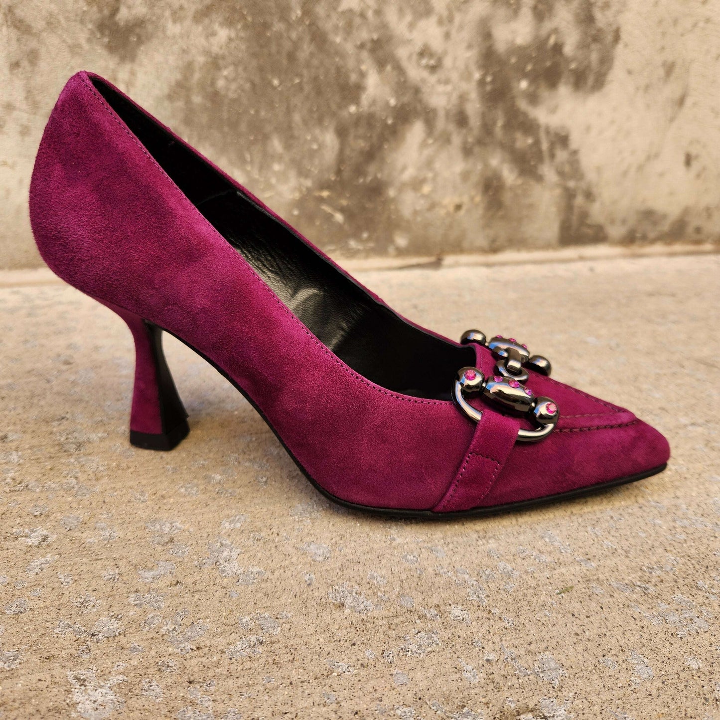 Pedro Anton - 4804 Fuchsia Suede Pump, Pumps, PEDRO ANTON, Plum Bottom