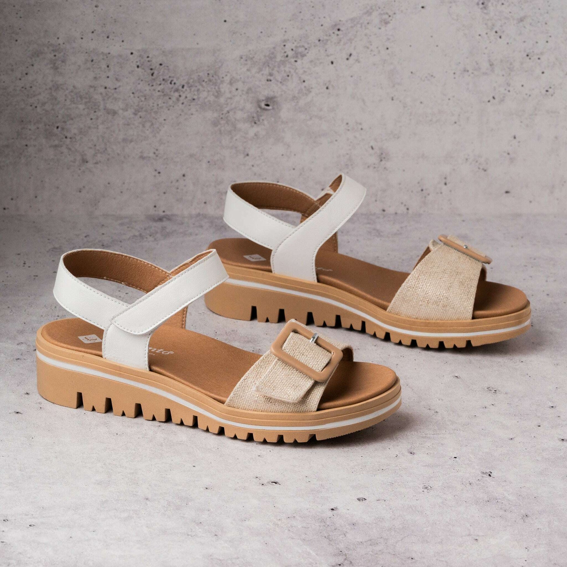 Pie Santo - Joia Sandal (240023) - Beige, Sandals, Pie Santo, Plum Bottom