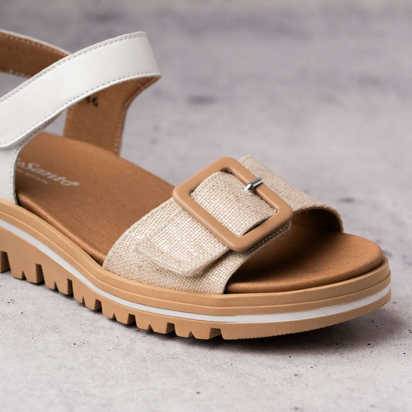 Pie Santo - Joia Sandal (240023) - Beige, Sandals, Pie Santo, Plum Bottom