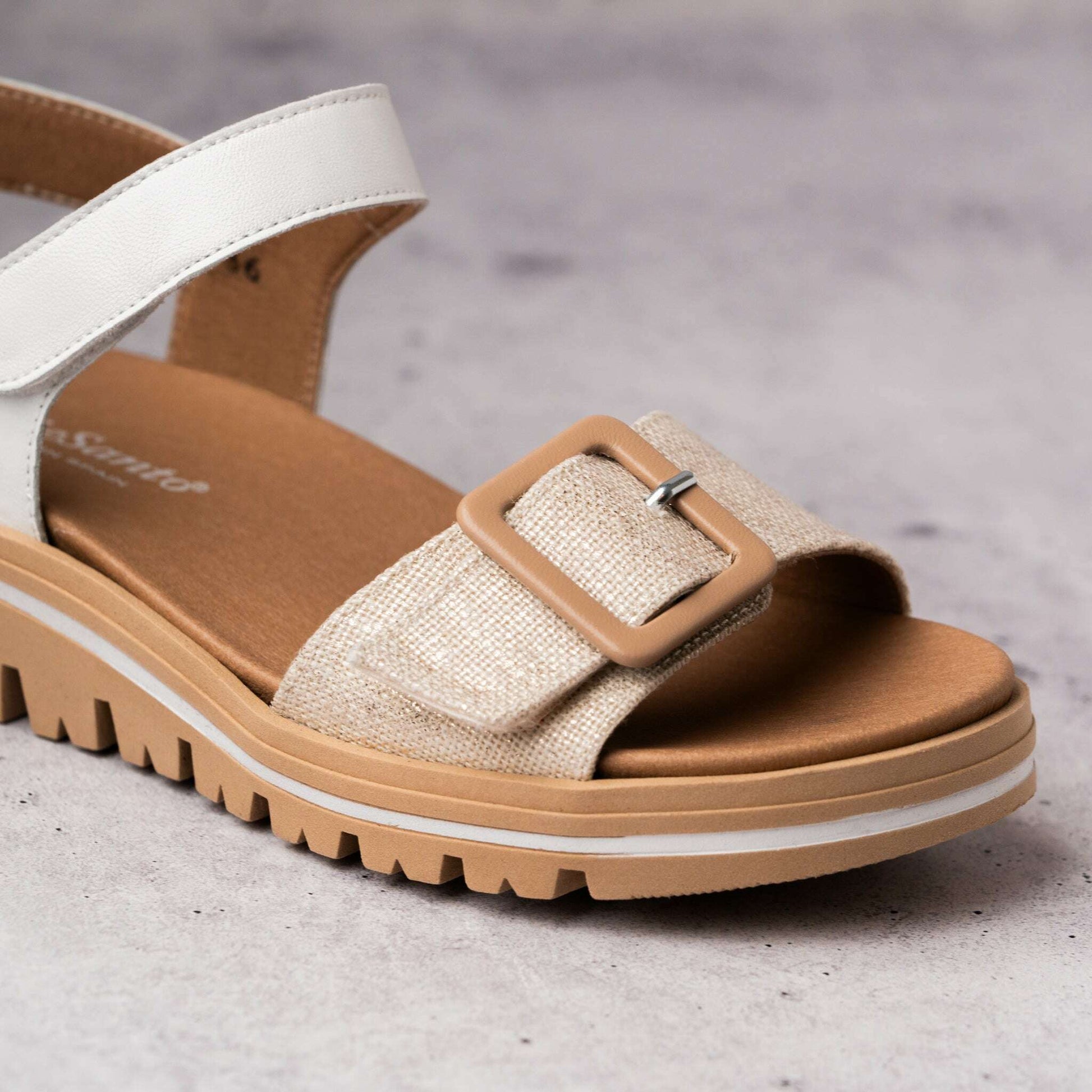Pie Santo - Joia Sandal (240023) - Beige, Sandals, Pie Santo, Plum Bottom
