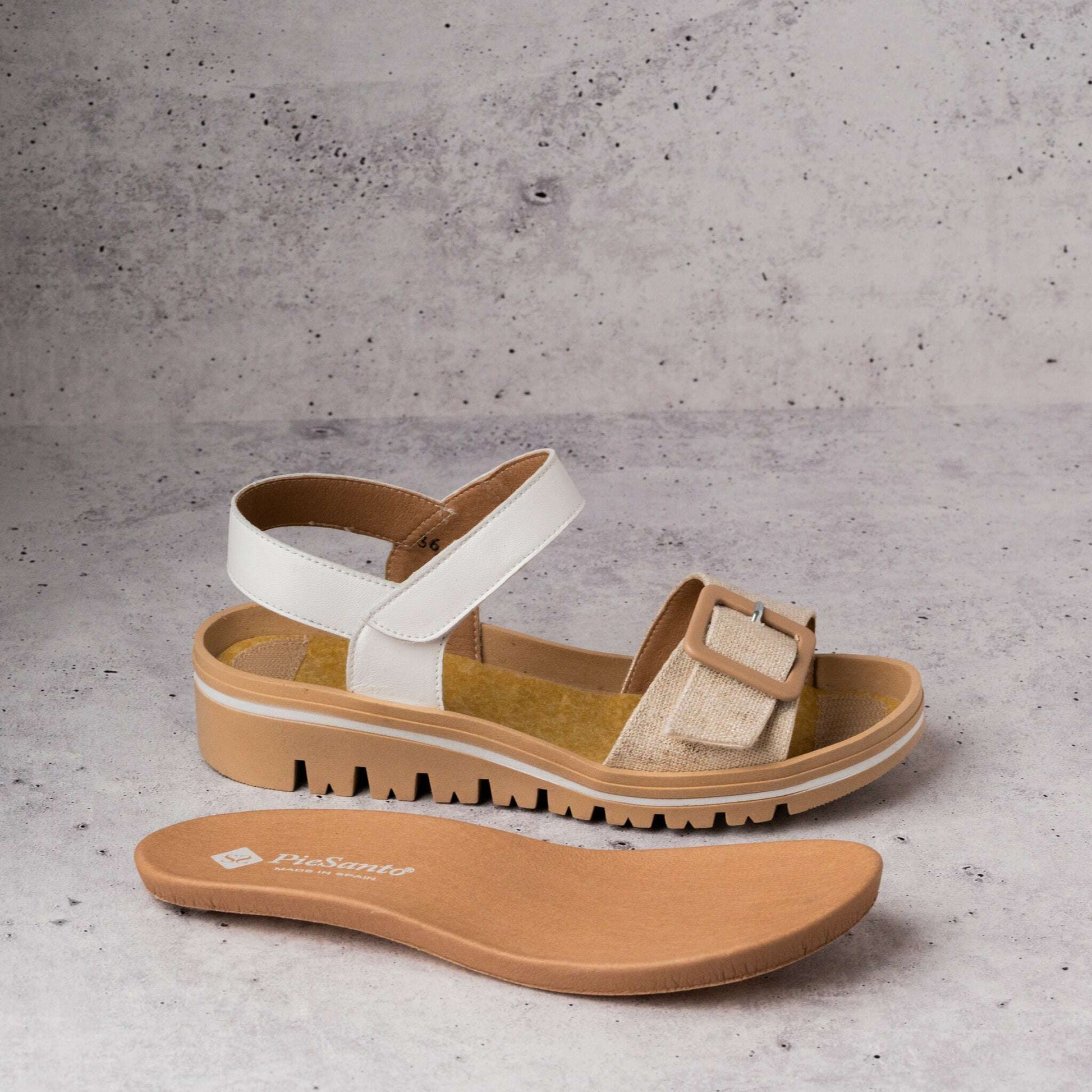 Pie Santo - Joia Sandal (240023) - Beige, Sandals, Pie Santo, Plum Bottom