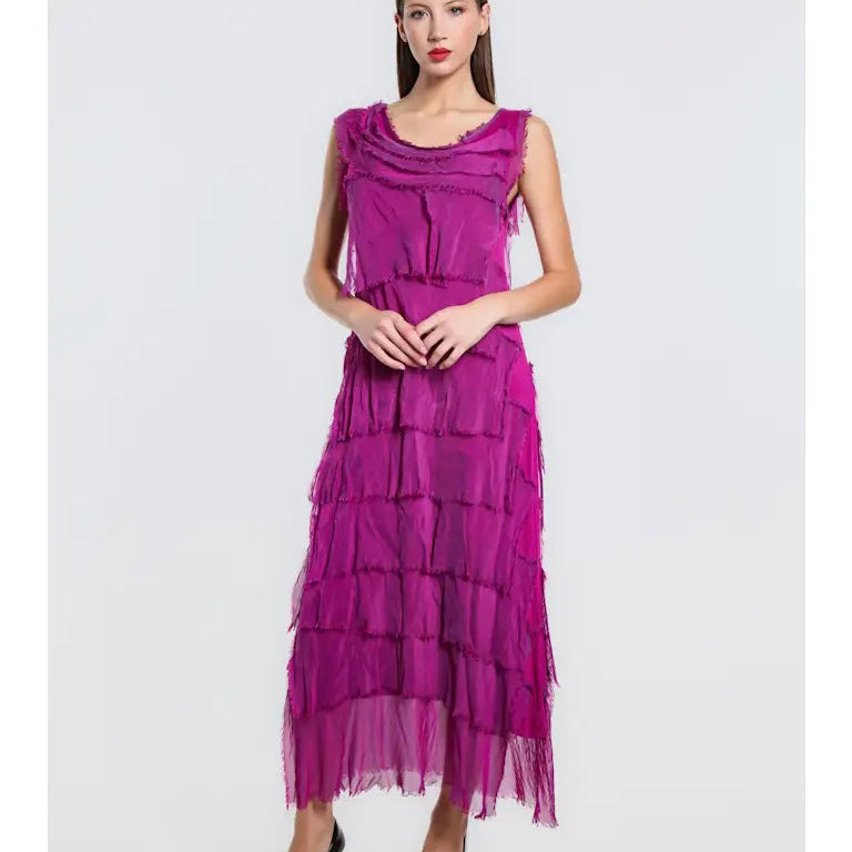 Tina Stephens - Aleena Silk Maxi Ruffle Dress - Orchid