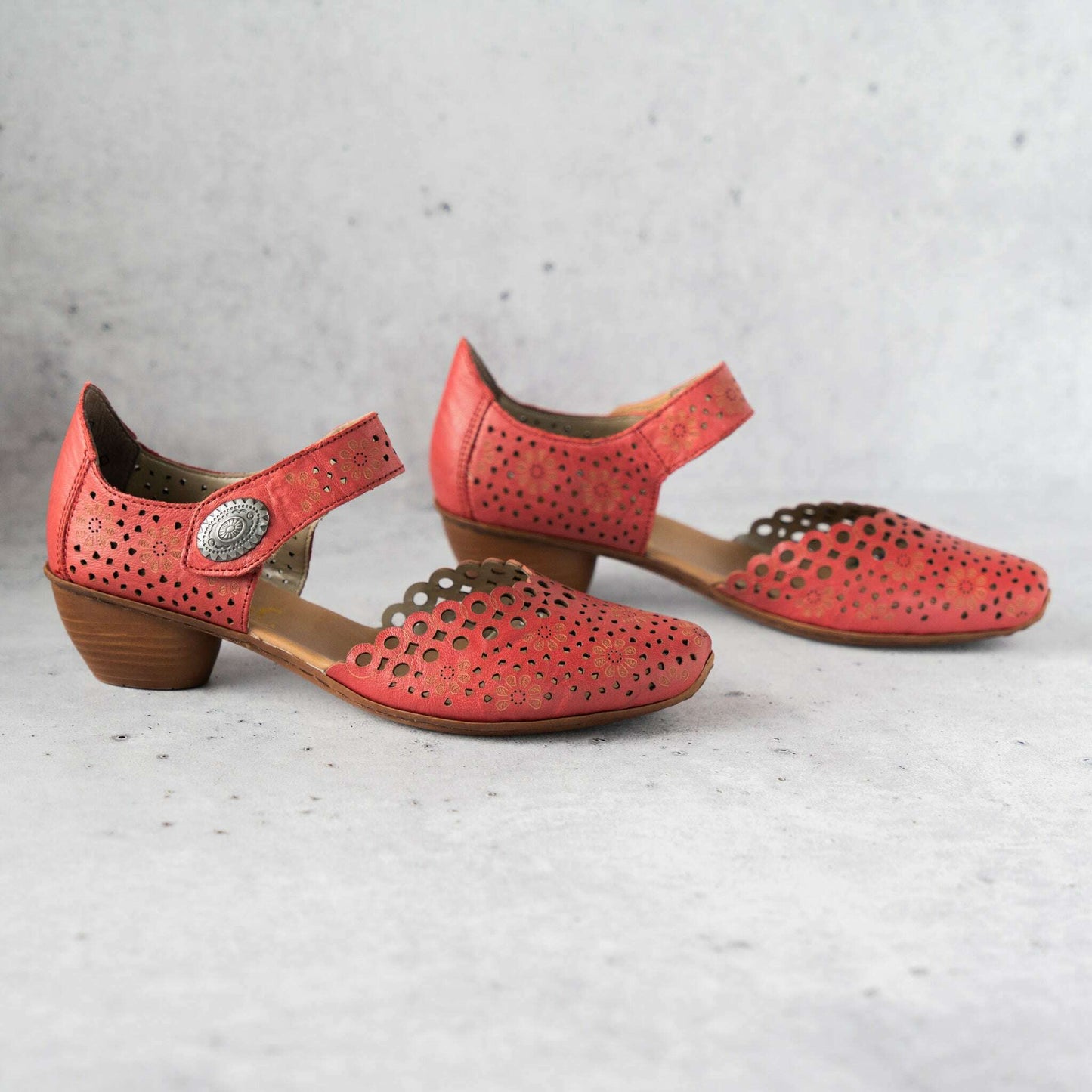 Rieker - 43753-33 - Red, Pumps, Rieker, Plum Bottom