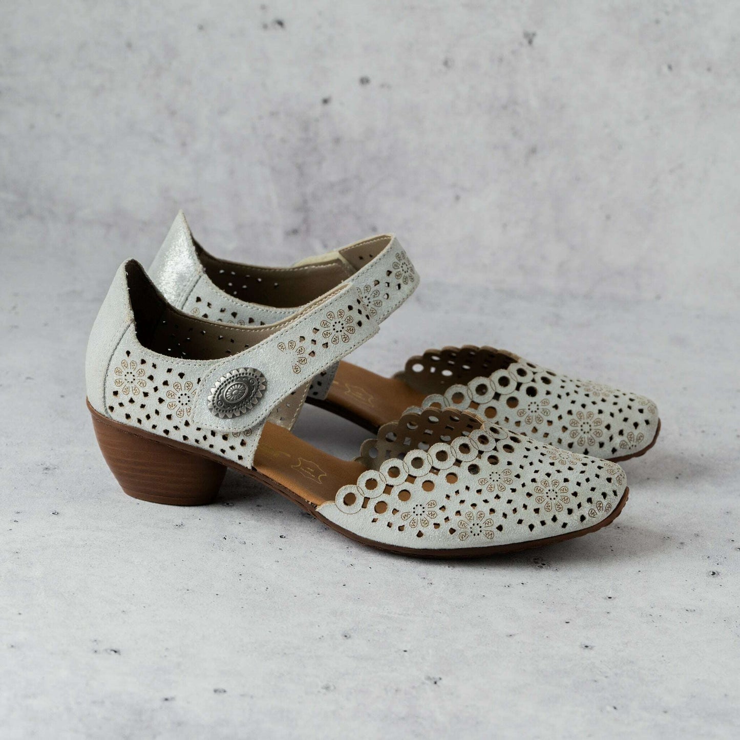 Rieker - 43753-90 - Silver, Pumps, Rieker, Plum Bottom