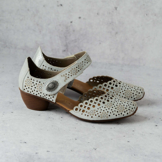 Rieker - 43753-90 - Silver, Pumps, Rieker, Plum Bottom
