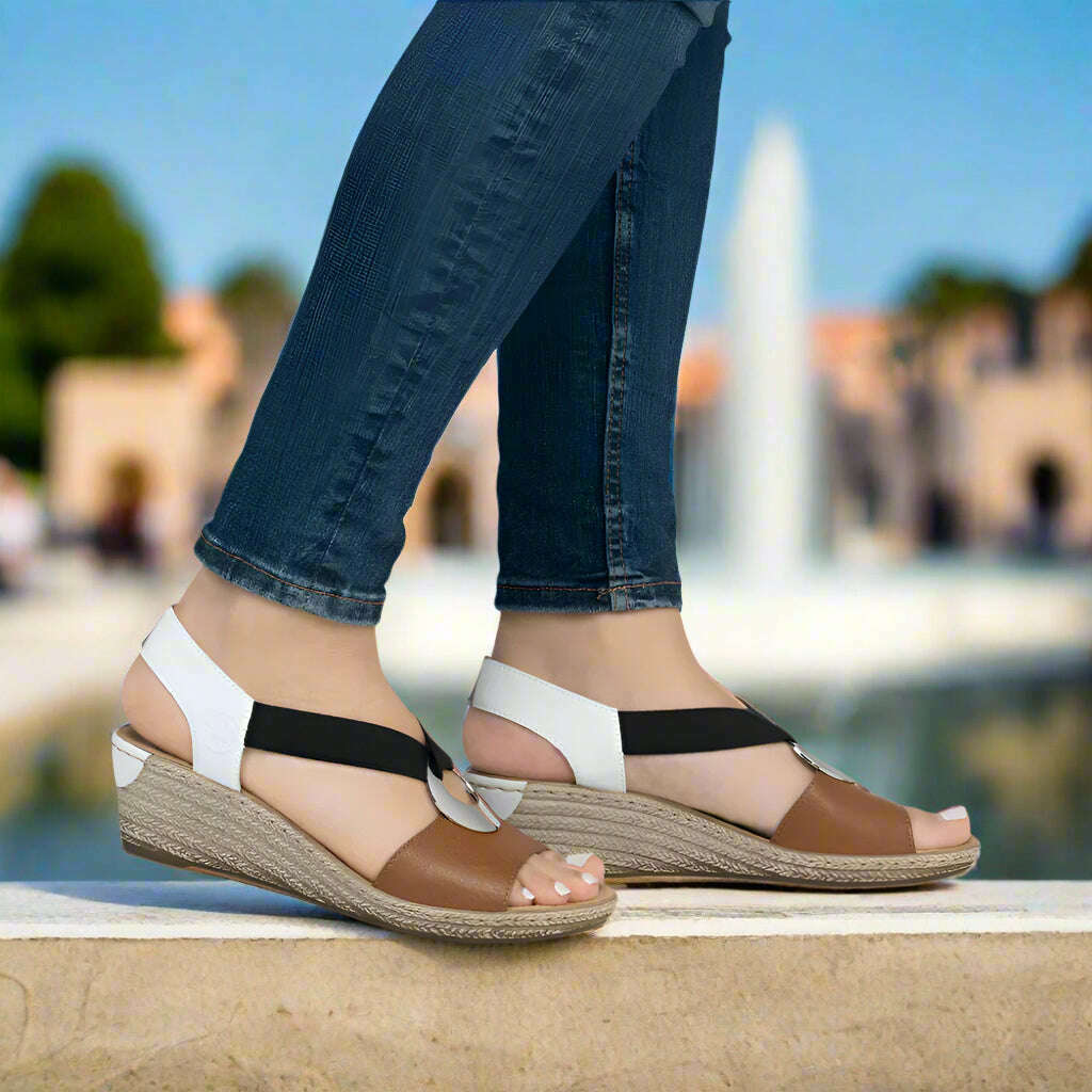 Rieker 624h6 White Rieker Sandals RIEKER 624H6 Comfort Wedge