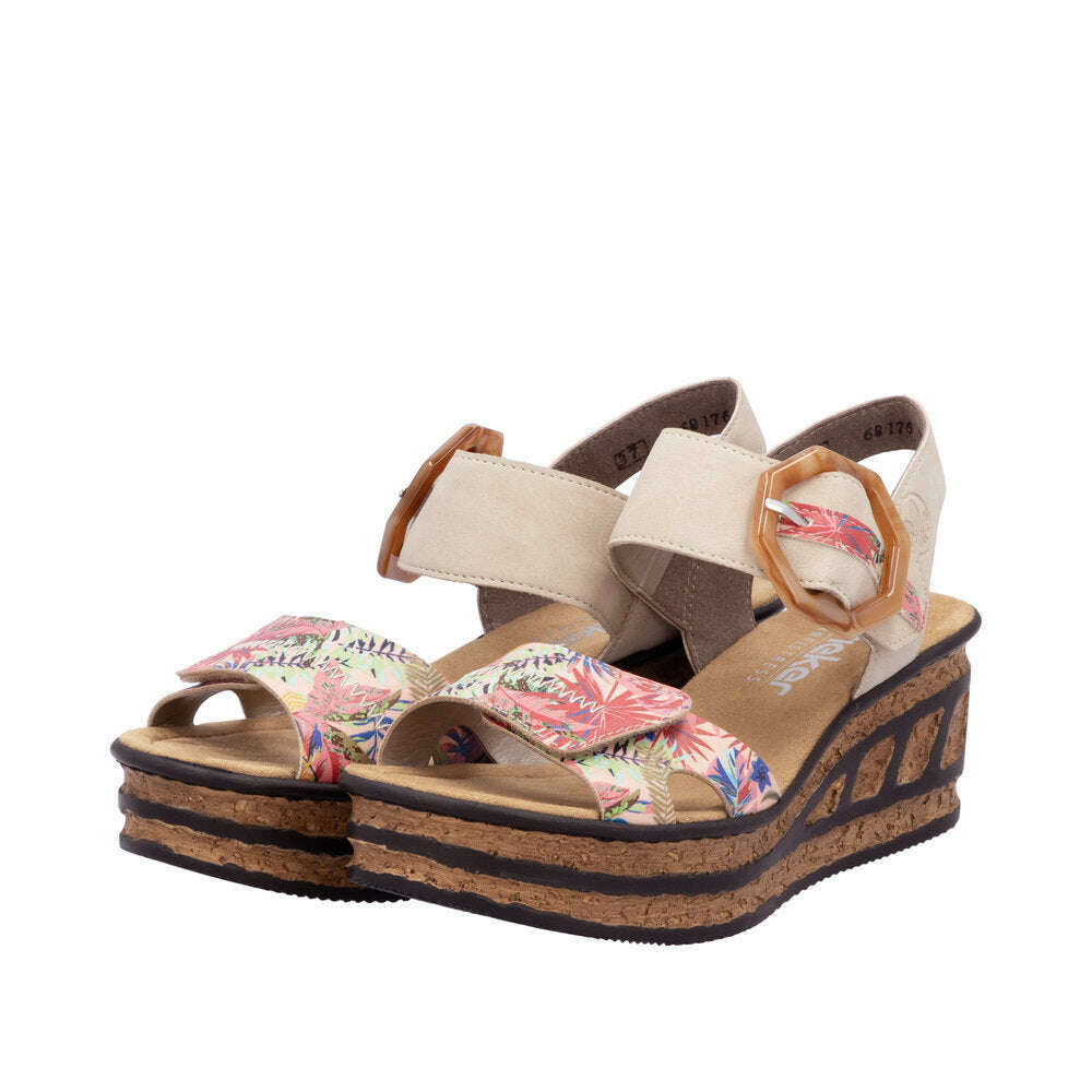 RIEKER -  68176 in multi beige, Sandals, Rieker, Plum Bottom
