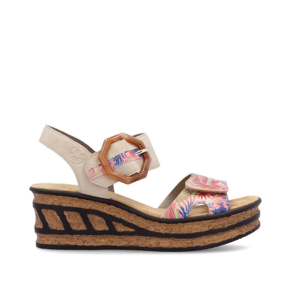 RIEKER -  68176 in multi beige, Sandals, Rieker, Plum Bottom