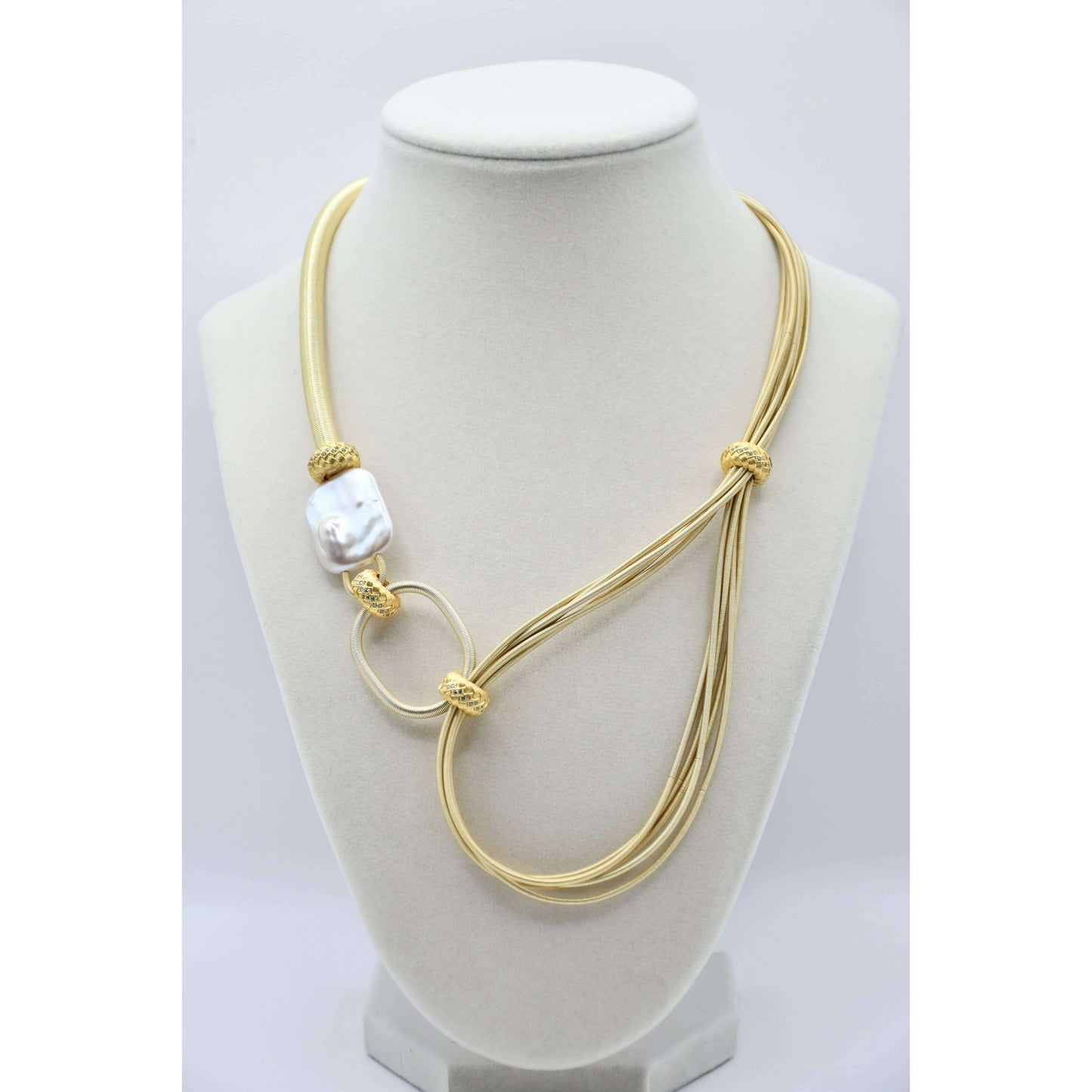 SEA LILY Gold Tone Wire Necklace With Gold Tone Beads, JEWELRY, Sea Lily, Plum Bottom