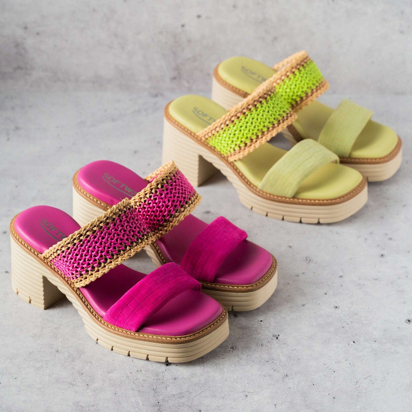 Softwaves - Blanca Sandal - Fuchsia or Lime Green, Sandals, SOFTWAVES, Plum Bottom